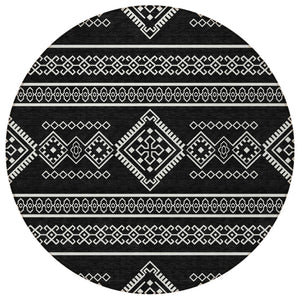 Homeroots 3' Stylish Beige & Brown Southwestern Washable Rug For Indoor And Outdoor Living Spaces Decor 8' Round Polyester 593650