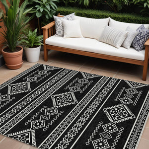 Homeroots 3' Stylish Beige & Brown Southwestern Washable Rug For Indoor And Outdoor Living Spaces Decor 8' X 10' Polyester 593651