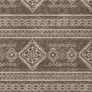 Homeroots 3' Stylish Beige & Brown Southwestern Washable Rug For Indoor And Outdoor Living Spaces Decor 3' X 5' Polyester 593654
