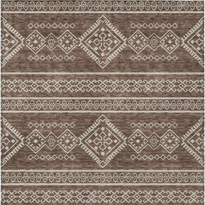 Homeroots 3' Stylish Beige & Brown Southwestern Washable Rug For Indoor And Outdoor Living Spaces Decor 3' X 5' Polyester 593654