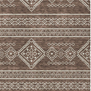 Homeroots 3' Stylish Beige & Brown Southwestern Washable Rug For Indoor And Outdoor Living Spaces Decor 5' X 8' Polyester 593655