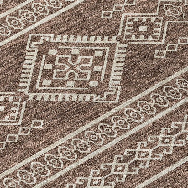 Homeroots 3' Stylish Beige & Brown Southwestern Washable Rug For Indoor And Outdoor Living Spaces Decor 5' X 8' Polyester 593655