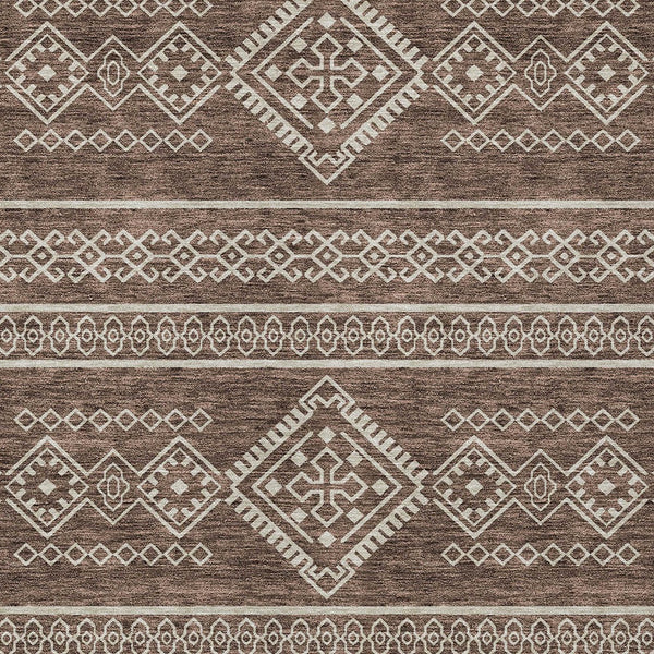 Homeroots 3' Stylish Beige & Brown Southwestern Washable Rug For Indoor And Outdoor Living Spaces Decor 8' X 10' Polyester 593657