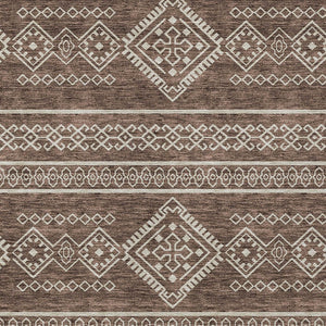 Homeroots 3' Stylish Beige & Brown Southwestern Washable Rug For Indoor And Outdoor Living Spaces Decor 10' X 14' Polyester 593659
