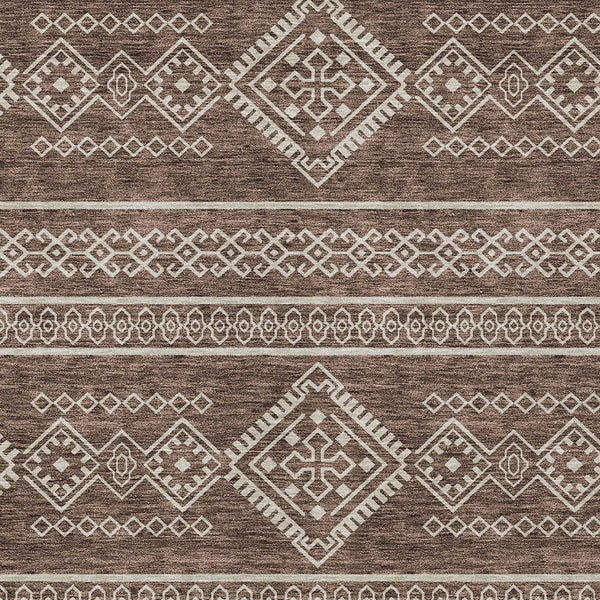 Homeroots 3' Stylish Beige & Brown Southwestern Washable Rug For Indoor And Outdoor Living Spaces Decor 10' X 14' Polyester 593659