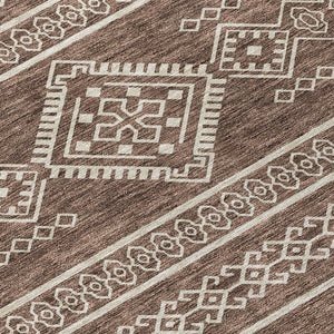 Homeroots 3' Stylish Beige & Brown Southwestern Washable Rug For Indoor And Outdoor Living Spaces Decor 10' X 14' Polyester 593659