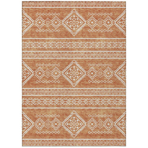 HomeRoots 5' Copper And Ivory Southwestern Area Rug - Stylish Indoor Outdoor Design, Durable & Washable 5' X 8' 593661