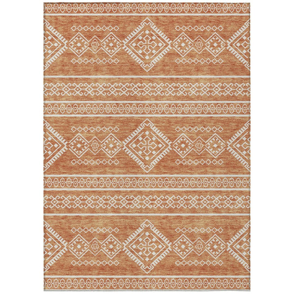 HomeRoots 5' Copper And Ivory Southwestern Area Rug - Stylish Indoor Outdoor Design, Durable & Washable 5' X 8' 593661