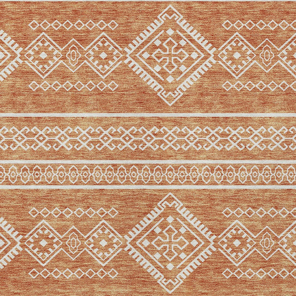 Homeroots 3' Stylish Beige & Brown Southwestern Washable Rug For Indoor And Outdoor Living Spaces Decor 5' X 8' Polyester 593661