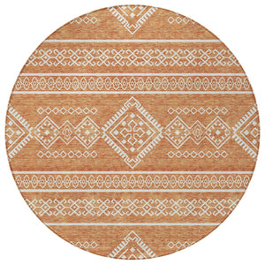 Homeroots 3' Stylish Beige & Brown Southwestern Washable Rug For Indoor And Outdoor Living Spaces Decor 8' Round Polyester 593662