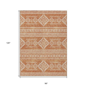 Homeroots 3' Stylish Beige & Brown Southwestern Washable Rug For Indoor And Outdoor Living Spaces Decor 8' X 10' Polyester 593663