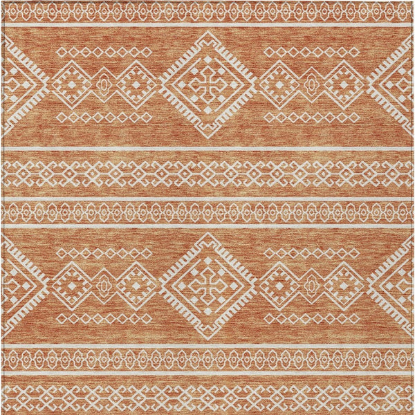 Homeroots 3' Stylish Beige & Brown Southwestern Washable Rug For Indoor And Outdoor Living Spaces Decor 8' X 10' Polyester 593663