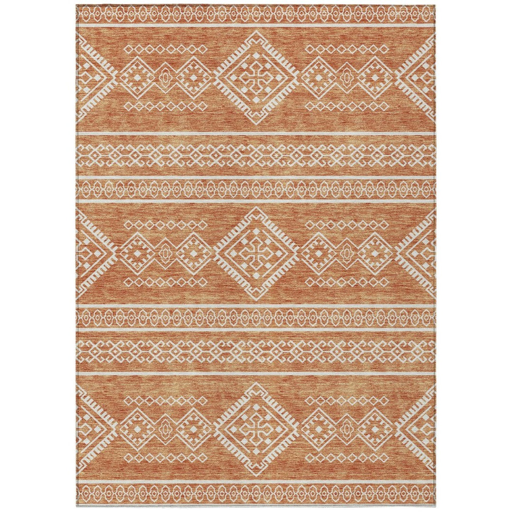 HomeRoots 9' Copper and Ivory Southwestern Washable Rug – Stylish, Durable for Indoor/Outdoor Spaces, Easy Care 9' X 12' 593664