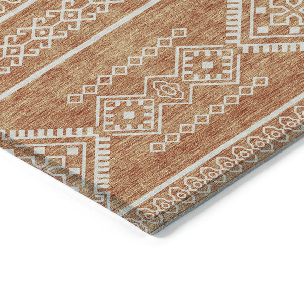 Homeroots 3' Stylish Beige & Brown Southwestern Washable Rug For Indoor And Outdoor Living Spaces Decor 9' X 12' Polyester 593664