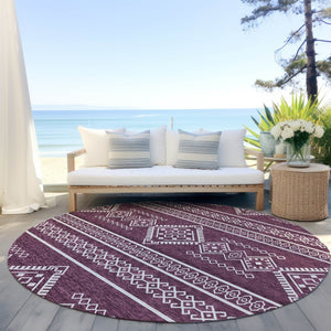 Homeroots 3' Stylish Beige & Brown Southwestern Washable Rug For Indoor And Outdoor Living Spaces Decor 8' Round Polyester 593668