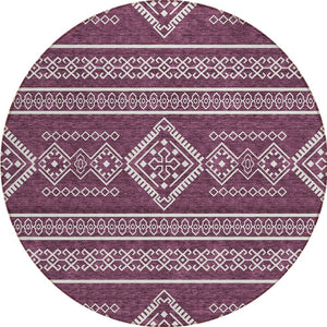 Homeroots 3' Stylish Beige & Brown Southwestern Washable Rug For Indoor And Outdoor Living Spaces Decor 8' Round Polyester 593668