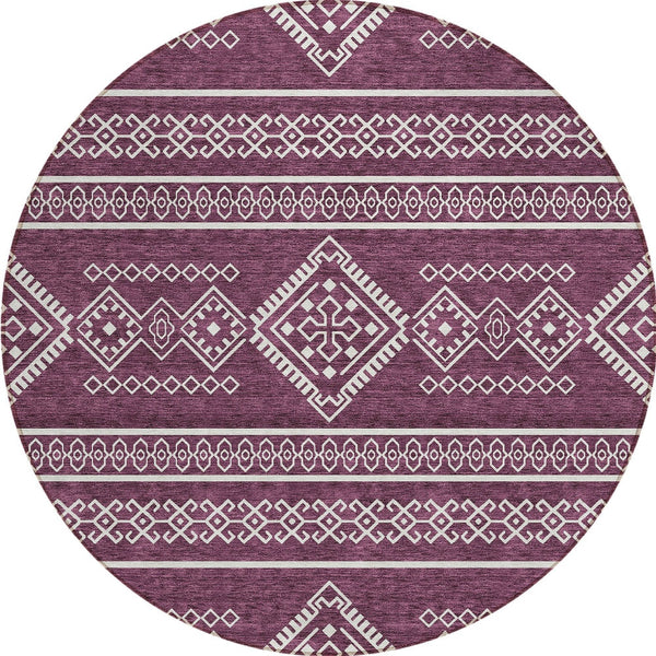 Homeroots 3' Stylish Beige & Brown Southwestern Washable Rug For Indoor And Outdoor Living Spaces Decor 8' Round Polyester 593668