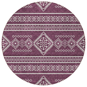 Homeroots 3' Stylish Beige & Brown Southwestern Washable Rug For Indoor And Outdoor Living Spaces Decor 8' Round Polyester 593668