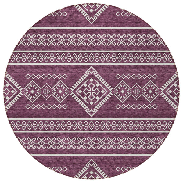 Homeroots 3' Stylish Beige & Brown Southwestern Washable Rug For Indoor And Outdoor Living Spaces Decor 8' Round Polyester 593668