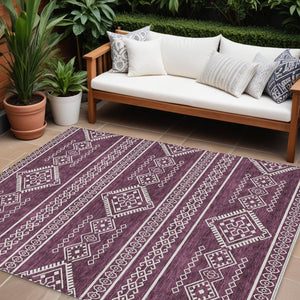 Homeroots 3' Stylish Beige & Brown Southwestern Washable Rug For Indoor And Outdoor Living Spaces Decor 9' X 12' Polyester 593670