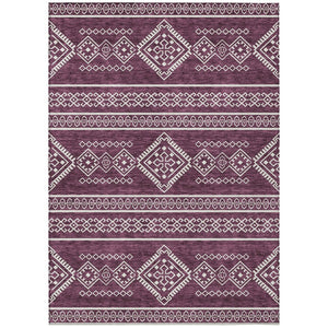 HomeRoots 9' Eggplant and Ivory Southwestern Area Rug - Durable, Washable, Perfect for Indoor and Outdoor Spaces 9' X 12' 593670
