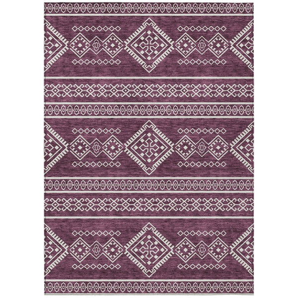 HomeRoots 9' Eggplant and Ivory Southwestern Area Rug - Durable, Washable, Perfect for Indoor and Outdoor Spaces 9' X 12' 593670