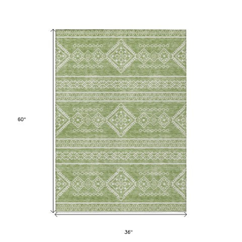 Homeroots 3' Stylish Beige & Brown Southwestern Washable Rug For Indoor And Outdoor Living Spaces Decor 3' X 5' Polyester 593672