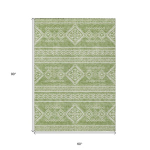 Homeroots 3' Stylish Beige & Brown Southwestern Washable Rug For Indoor And Outdoor Living Spaces Decor 5' X 8' Polyester 593673
