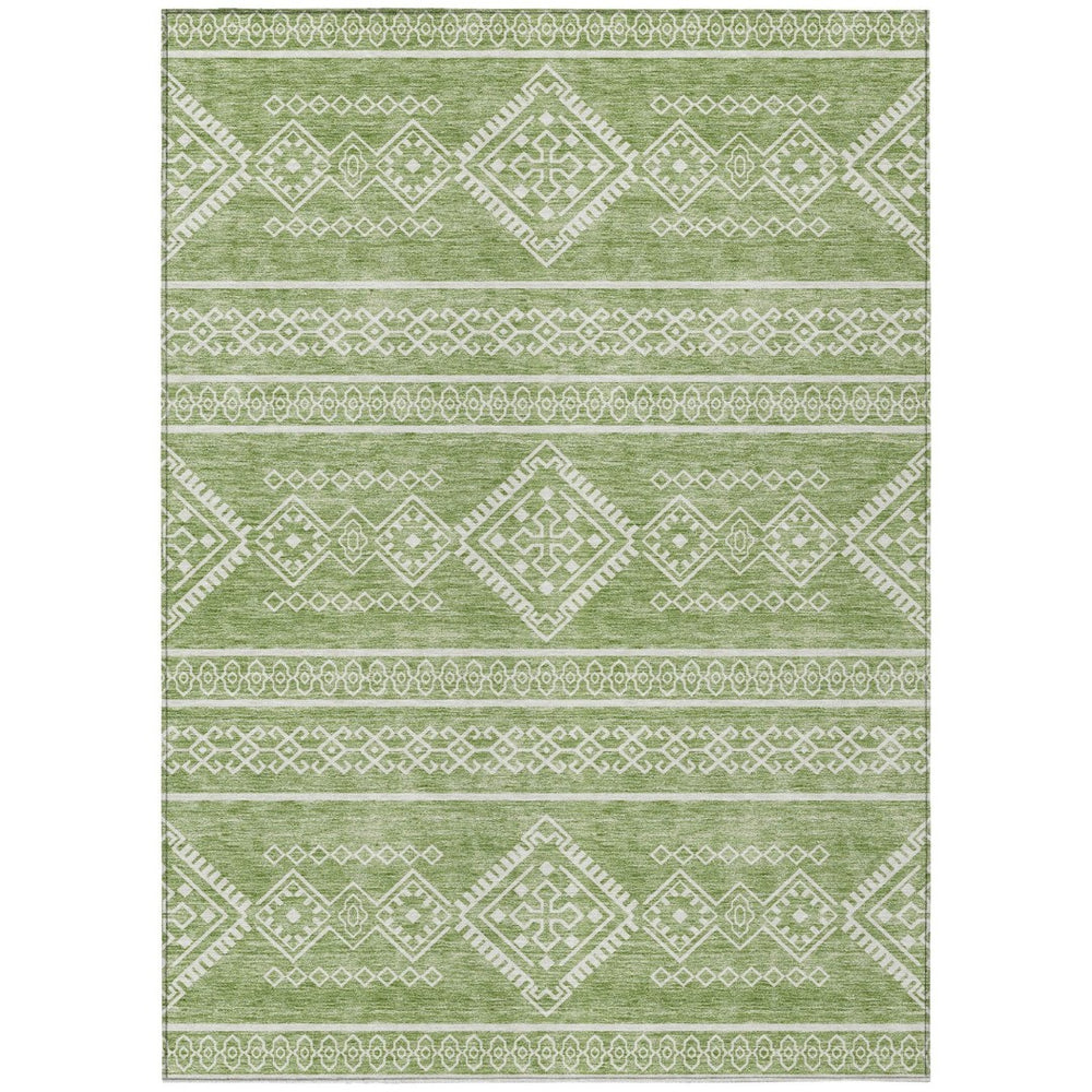 HomeRoots 5' Stylish Green and Ivory Southwestern Area Rug – Washable, Durable, and Perfect for Indoor/Outdoor Use 8' X 10' 593675
