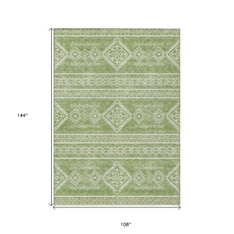 Homeroots 3' Stylish Beige & Brown Southwestern Washable Rug For Indoor And Outdoor Living Spaces Decor 9' X 12' Polyester 593676