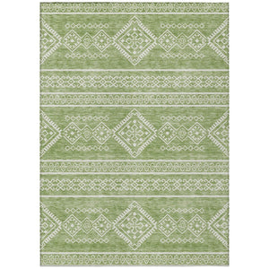 HomeRoots 5' Stylish Green and Ivory Southwestern Area Rug – Washable, Durable, and Perfect for Indoor/Outdoor Use 10' X 14' 593677