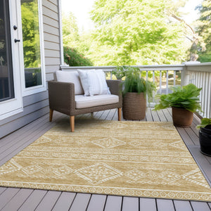 Homeroots 3' Stylish Beige & Brown Southwestern Washable Rug For Indoor And Outdoor Living Spaces Decor 3' X 5' Polyester 593678
