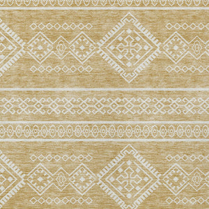 Homeroots 3' Stylish Beige & Brown Southwestern Washable Rug For Indoor And Outdoor Living Spaces Decor 5' X 8' Polyester 593679