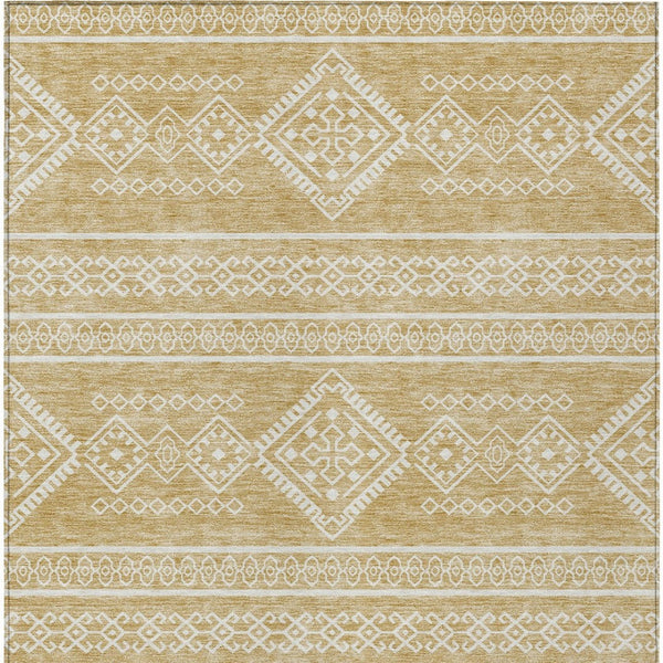 Homeroots 3' Stylish Beige & Brown Southwestern Washable Rug For Indoor And Outdoor Living Spaces Decor 5' X 8' Polyester 593679