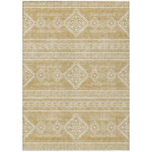 HomeRoots 5' Southwestern Gold and Ivory Area Rug – Durable, Washable, Stylish for Indoor and Outdoor Spaces 8' X 10' 593681