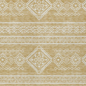 Homeroots 3' Stylish Beige & Brown Southwestern Washable Rug For Indoor And Outdoor Living Spaces Decor 9' X 12' Polyester 593682