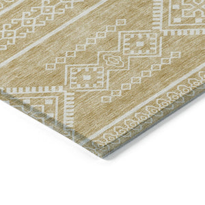 HomeRoots 9' Gold and Ivory Southwestern Area Rug - Washable, Durable Design for Indoor and Outdoor Spaces 9' X 12' 593682