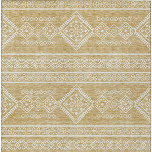 Homeroots 3' Stylish Beige & Brown Southwestern Washable Rug For Indoor And Outdoor Living Spaces Decor 9' X 12' Polyester 593682