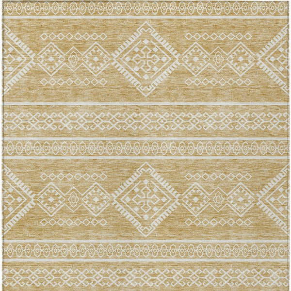 Homeroots 3' Stylish Beige & Brown Southwestern Washable Rug For Indoor And Outdoor Living Spaces Decor 9' X 12' Polyester 593682