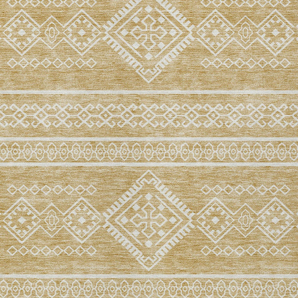 Homeroots 3' Stylish Beige & Brown Southwestern Washable Rug For Indoor And Outdoor Living Spaces Decor 10' X 14' Polyester 593683