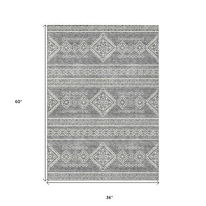 Homeroots 3' Stylish Beige & Brown Southwestern Washable Rug For Indoor And Outdoor Living Spaces Decor 3' X 5' Polyester 593684