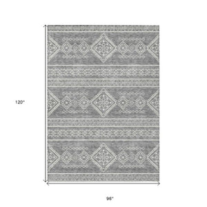 Homeroots 3' Stylish Beige & Brown Southwestern Washable Rug For Indoor And Outdoor Living Spaces Decor 8' X 10' Polyester 593687
