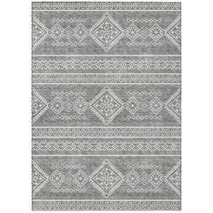 HomeRoots 5' Gray and Ivory Southwestern Area Rug - Washable Indoor/Outdoor Design for Versatile Spaces 8' X 10' 593687