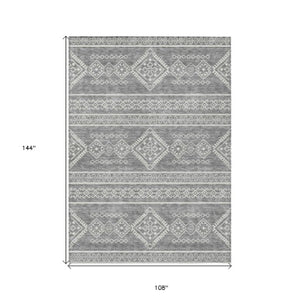 Homeroots 3' Stylish Beige & Brown Southwestern Washable Rug For Indoor And Outdoor Living Spaces Decor 9' X 12' Polyester 593688