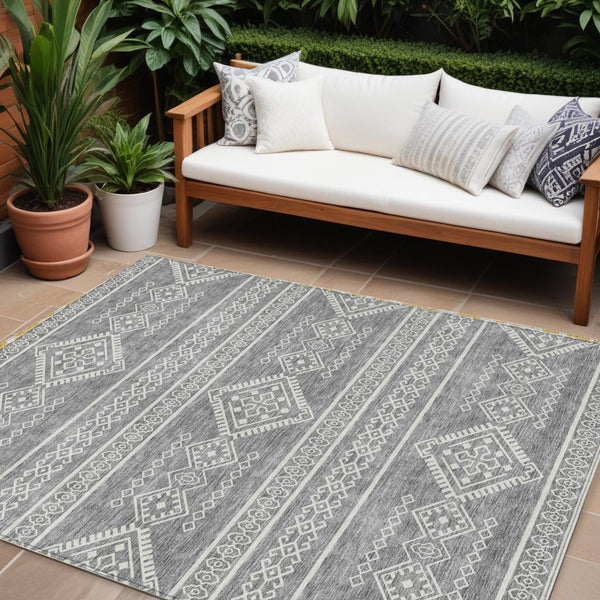 Homeroots 3' Stylish Beige & Brown Southwestern Washable Rug For Indoor And Outdoor Living Spaces Decor 10' X 14' Polyester 593689