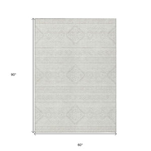Homeroots 3' Stylish Beige & Brown Southwestern Washable Rug For Indoor And Outdoor Living Spaces Decor 5' X 8' Polyester 593691
