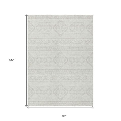 Homeroots 3' Stylish Beige & Brown Southwestern Washable Rug For Indoor And Outdoor Living Spaces Decor 8' X 10' Polyester 593693