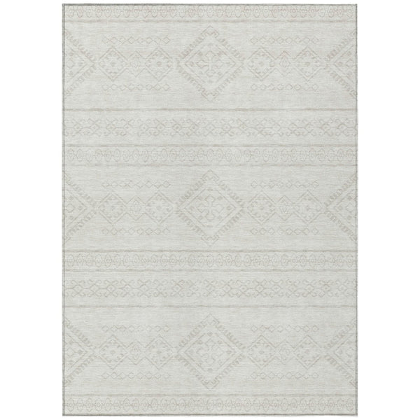 HomeRoots 5' Ivory and Silver Southwestern Area Rug - Stylish, Durable, Washable for Indoor and Outdoor Spaces 8' X 10' 593693
