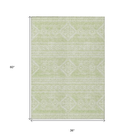 Homeroots 3' Stylish Beige & Brown Southwestern Washable Rug For Indoor And Outdoor Living Spaces Decor 3' X 5' Polyester 593696