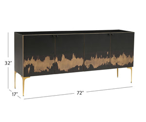Basset Mirror Kali Iron Sideboard: Modern Luxe Design With Unique Acid-wash Finish & Elegant Gold-toned Legs Black Wood,Iron 5937-dr-576